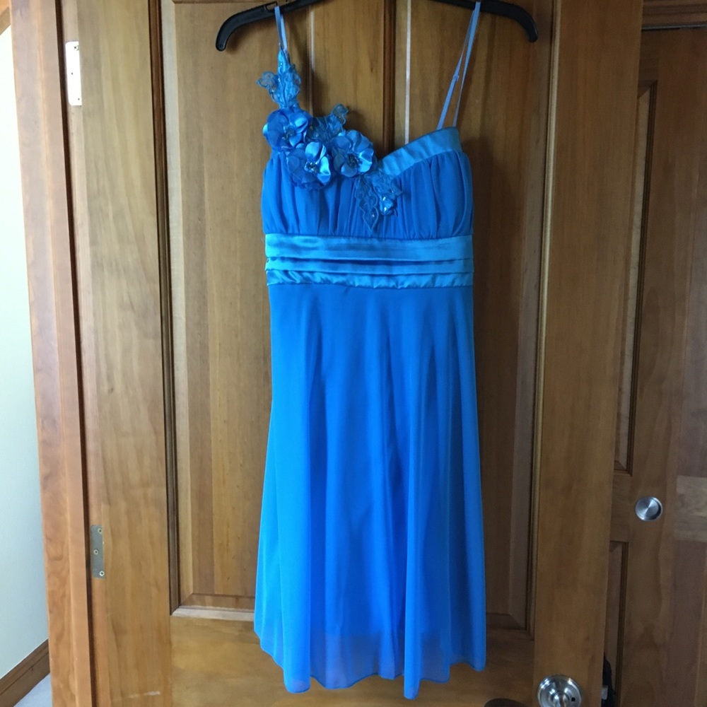 Sky Blue Flowered Homecoming Dress•Carolina